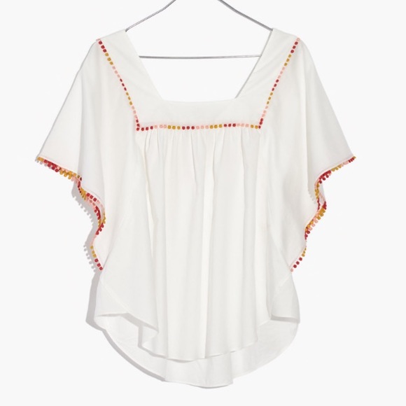 Madewell Tops - 🎁 🆕 Madewell Butterfly Pom Pom Blouse NWT 🦋